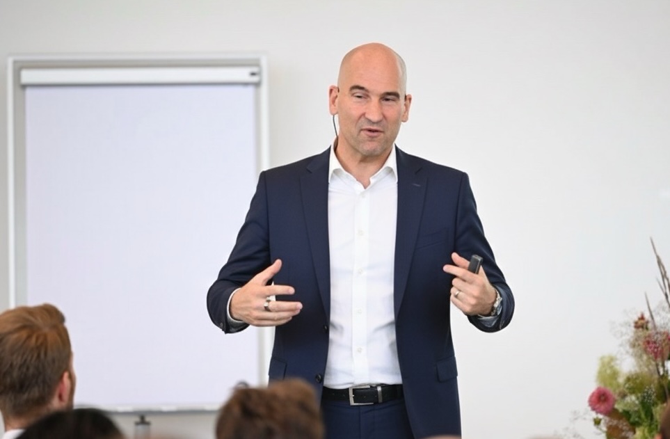 Thomas Suessli Speaking to an Audience about Leadership